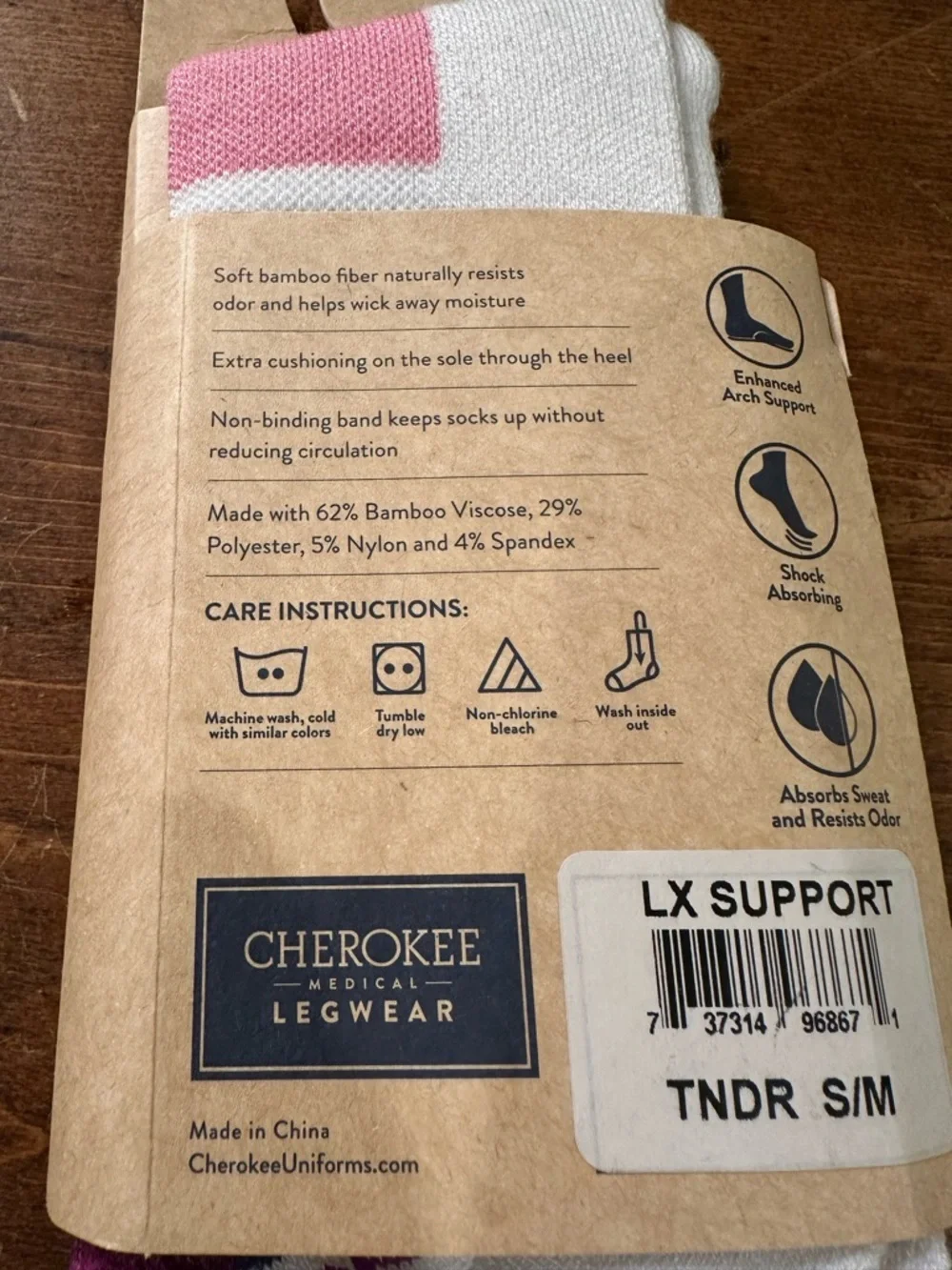 Cherokee Knee High 15 to 20mmHg Compression Socks Pink Magenta and Gray Stripe